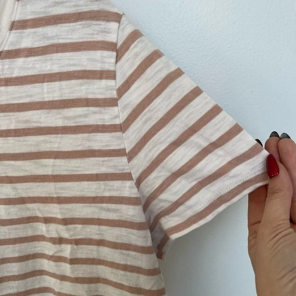 Universal Thread Women's Striped Short Sleeve T-Shirt Dress White And Beige - Picture 8 of 8